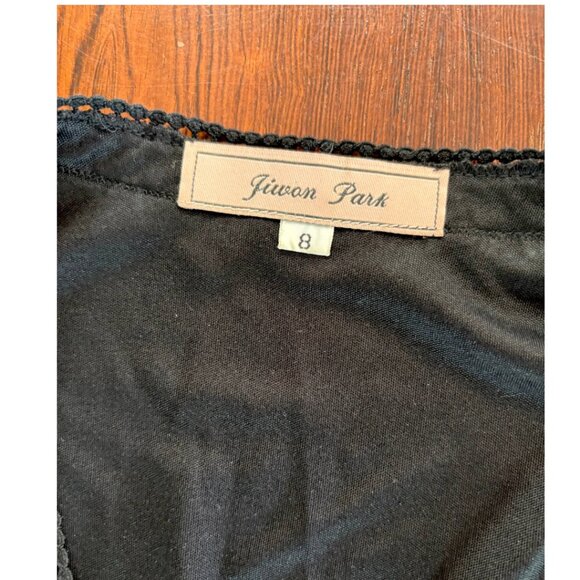 🖤 VINTAGE JIWON PARK - Luxe Black Silk with Ornate Embroidery  Size 8 🖤 - Picture 5 of 11